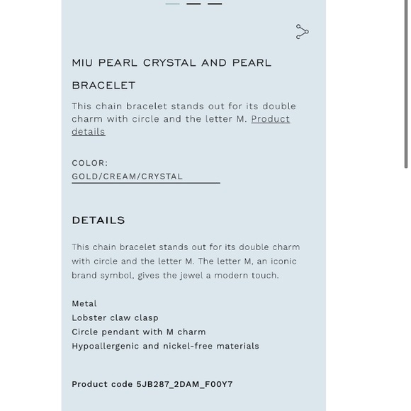 MIU Pearl Crystal Bracelet - Picture 5 of 5